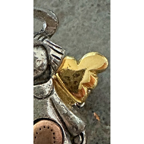 Angel Brooch AJMC Gold Tone Wings Silver Tone Dress Heart Motif Pin vintage - Picture 10 of 12